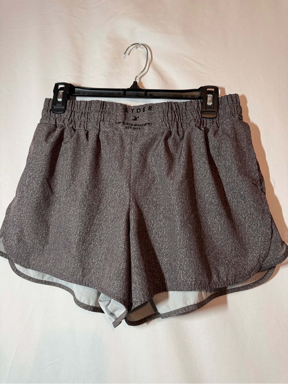 Glyder Womens Large Running Shorts Gray Lined Athletic Workout Gym Pockets